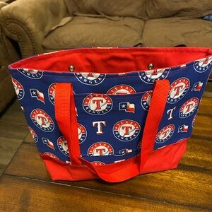 Handmade Texas Rangers Blue and Red Tote Bag